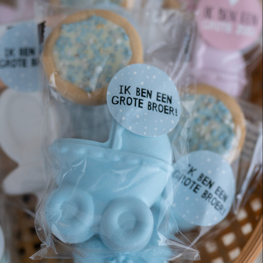 Geboortekoekjes blauw - stoepkrijtmeid